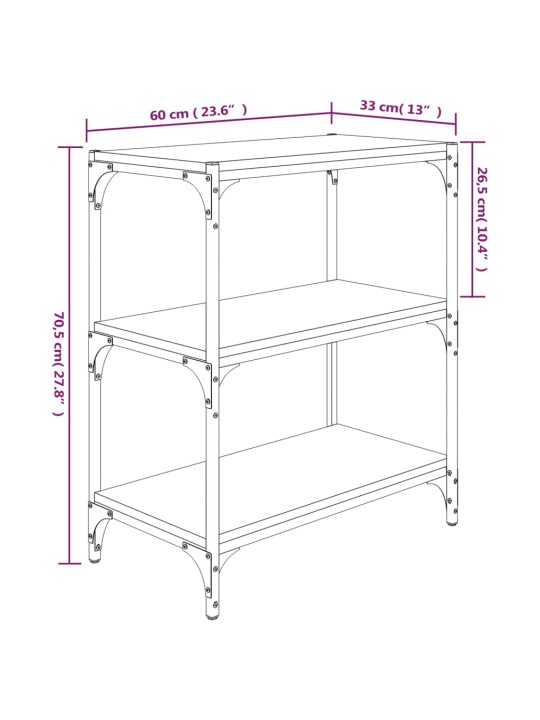 Raamatukapp, hall sonoma, 60 x 33 x 70,5 cm, tehispuit ja teras