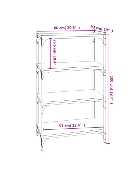 Raamatukapp, must, 60 x 33 x 100 cm, tehispuit ja teras