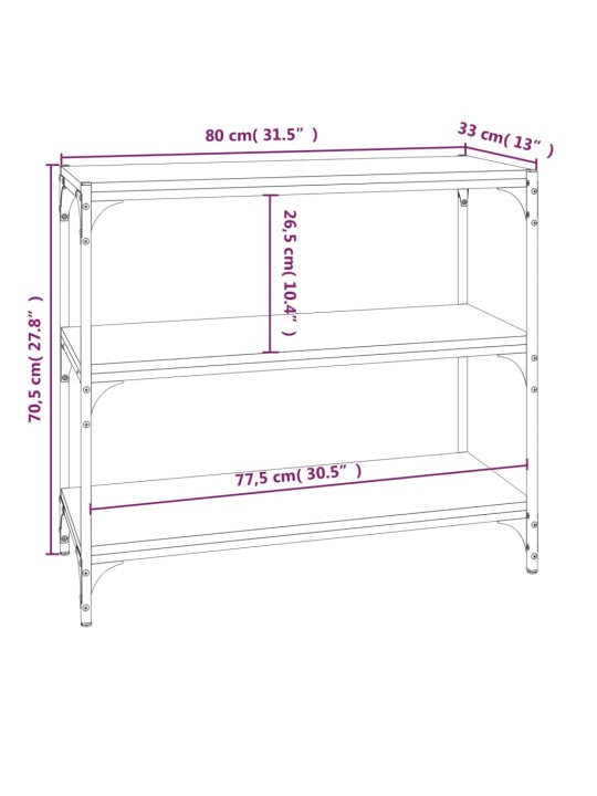 Raamatukapp, must, 80 x 33 x 70,5 cm, tehispuit ja teras