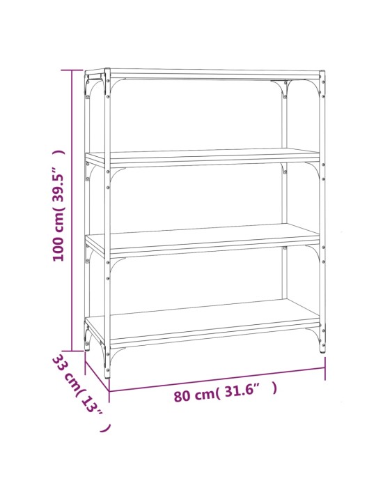 Raamatukapp, must, 80 x 33 x 100 cm, tehispuit ja teras