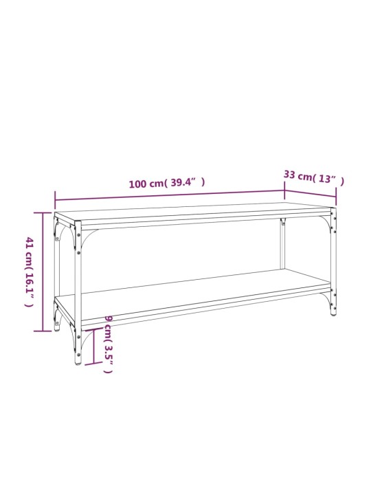 Telerikapp, hall sonoma tamm, 100x33x41 cm, tehispuit ja teras