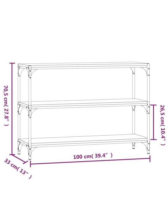 Raamatukapp, suitsutamm, 100 x 33 x 70,5 cm, tehispuit ja teras