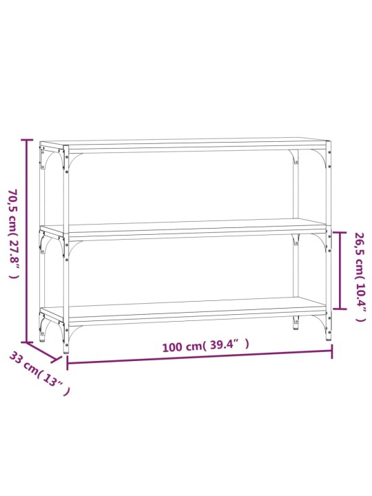 Raamatukapp, hall sonoma, 100x33x70,5 cm, tehispuit ja teras