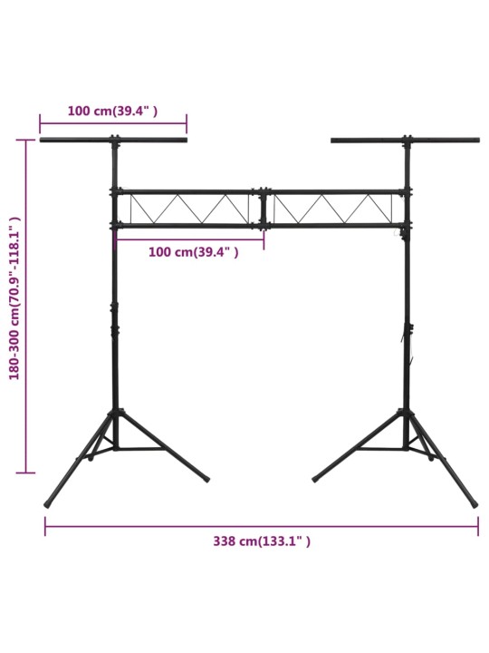 Valgustuse statiiv, must, 338x115x(180-300) cm, teras