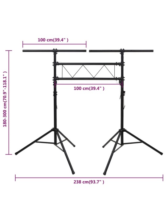 Valgustuse statiiv, must, 238x115x(180-300) cm, teras