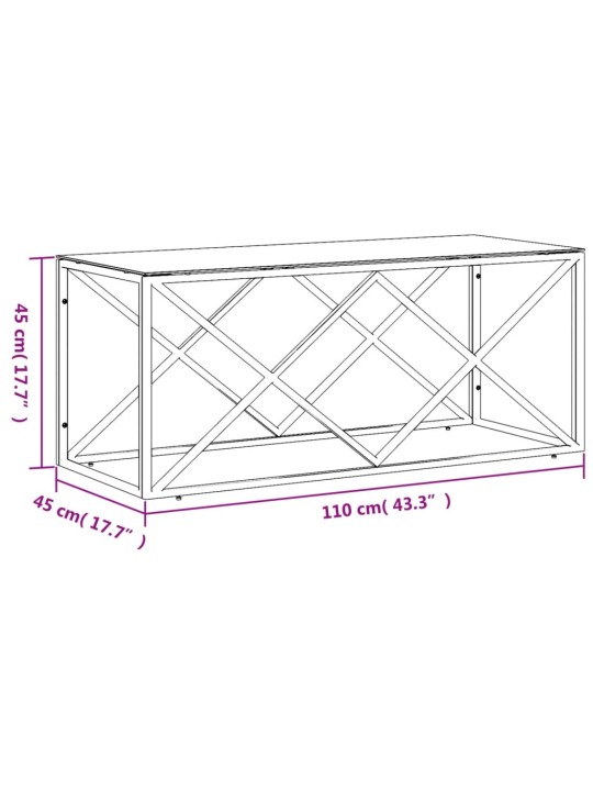 Kohvilaud, 110 x 45 x 45 cm, roostevaba teras ja klaas