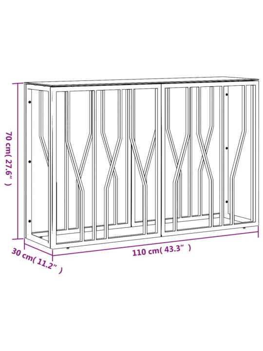 Konsoollaud, 110 x 30 x 70 cm, roostevaba teras ja klaas
