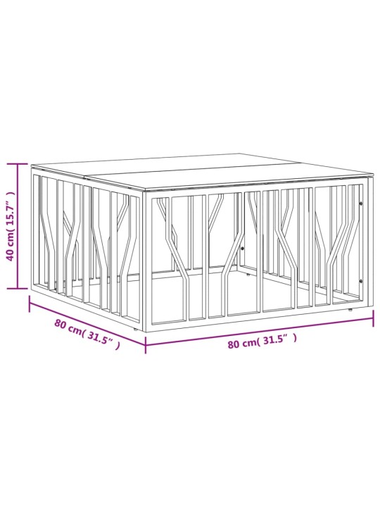 Kohvilaud, 80 x 80 x 40 cm, roostevaba teras ja klaas