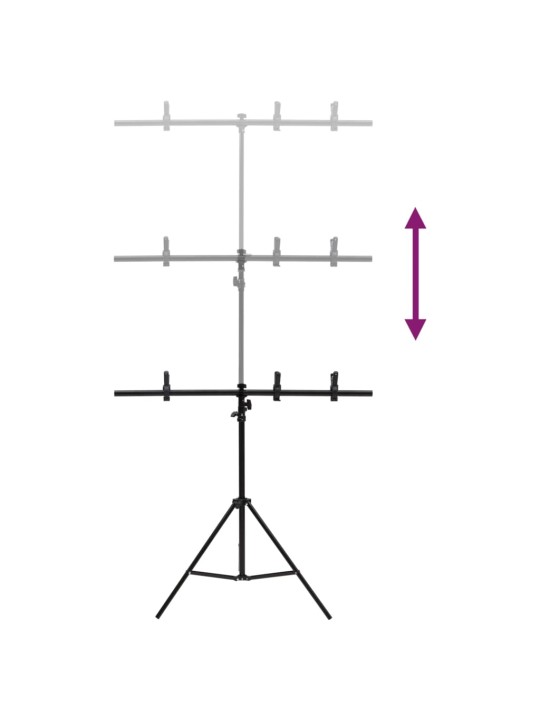 T-kujuline taustastatiiv, must, 91 x 60 x (70-200) cm