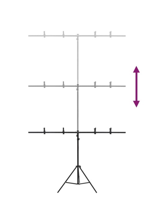 T-kujuline taustastatiiv, must, 151x60x(70-200) cm