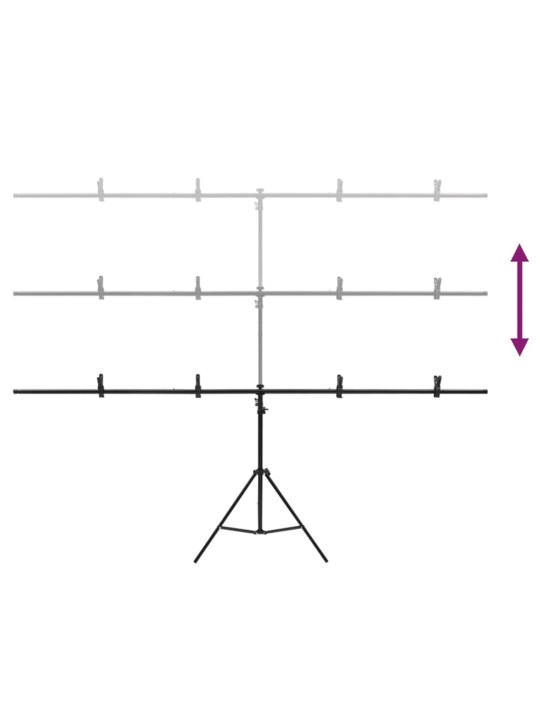 T-kujuline taustastatiiv, must, 201 x 60 x (70–200) cm