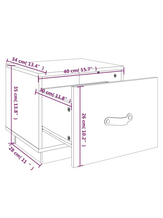 Öökapid 2 tk, hall, 40 x 34 x 35 cm, männipuit