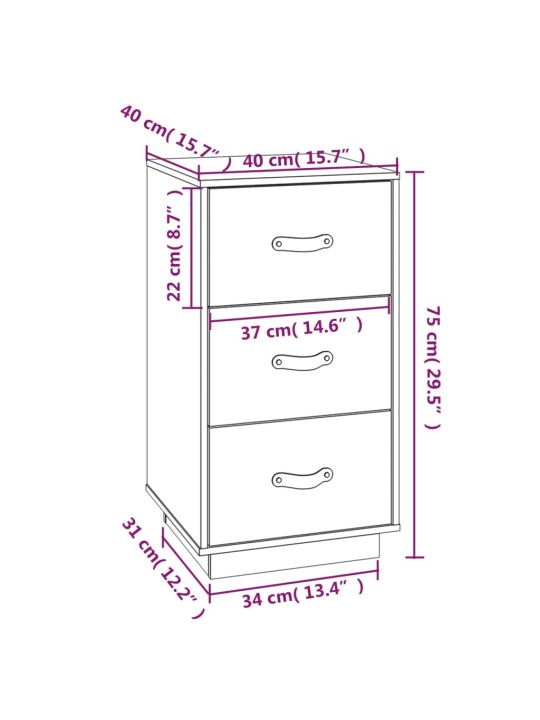 Öökapp 2 tk, must, 40x40x75 cm, männipuit