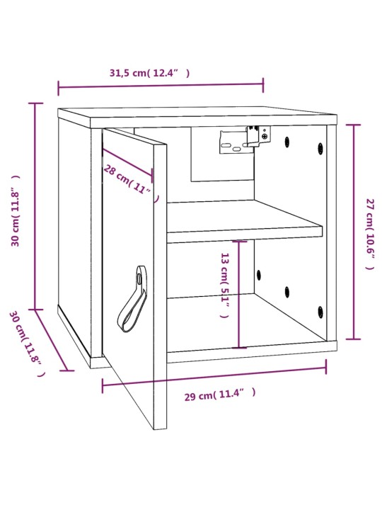 Seinakapid 2 tk, valge, 31,5 x 30 x 30 cm, männipuit