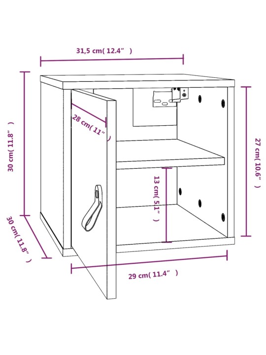 Seinakapid 2 tk, hall, 31,5 x 30 x 30 cm, männipuit