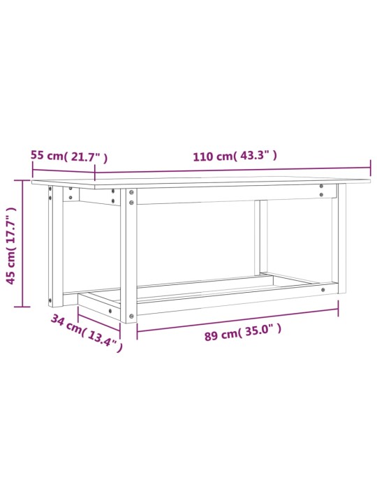 Kohvilaud, 110 x 55 x 45 cm, männipuit