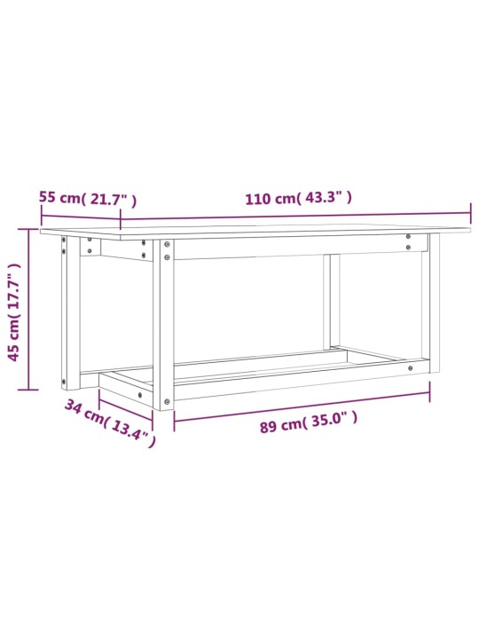 Kohvilaud, hall, 110 x 55 x 45 cm, männipuit