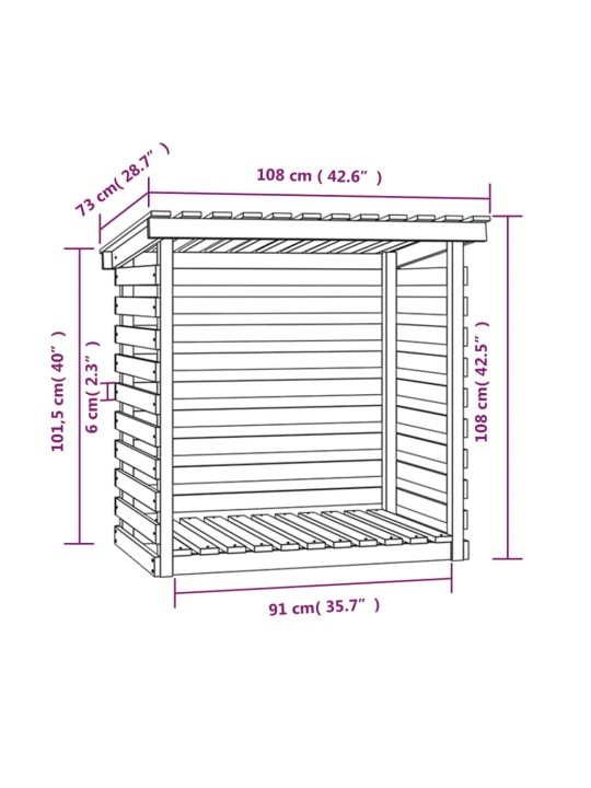 Küttepuude rest, valge, 108 x 73 x 108 cm, männipuit
