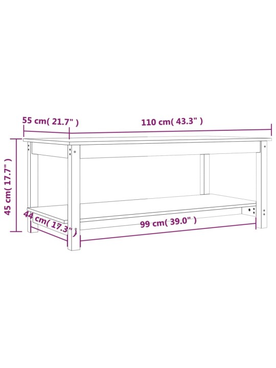 Kohvilaud, hall, 110 x 55 x 45 cm, männipuit