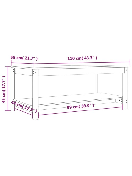 Kohvilaud, must, 110x55x45 cm, männipuit