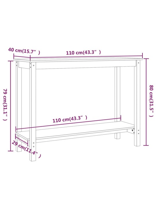 Konsoollaud, must, 110x40x80 cm, männipuit