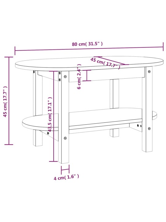 Kohvilaud, 80x45x45 cm, männipuit