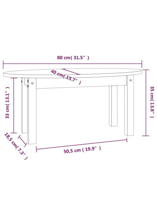 Kohvilaud, 80x40x35 cm, männipuit