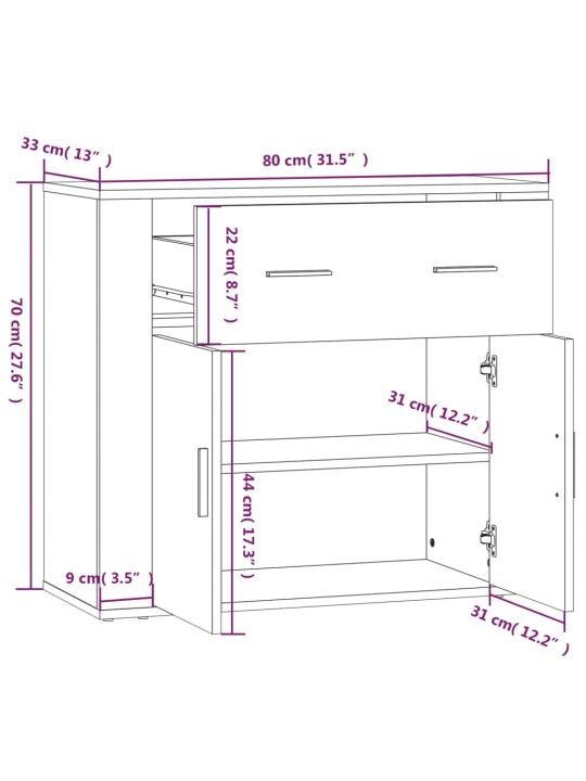 Puhvetkapp, must, 80 x 33 x 70 cm, tehispuit