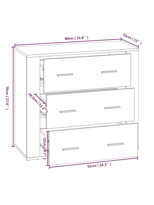 Puhvetkapp, hall sonoma tamm, 80x33x70 cm, tehispuit