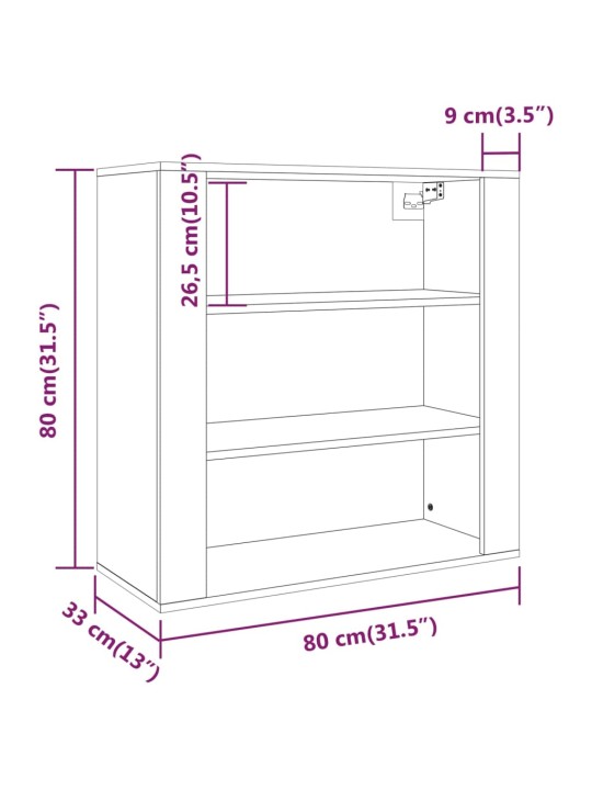 Seinakapp, suitsutatud tamm, 80x33x80 cm, tehispuit