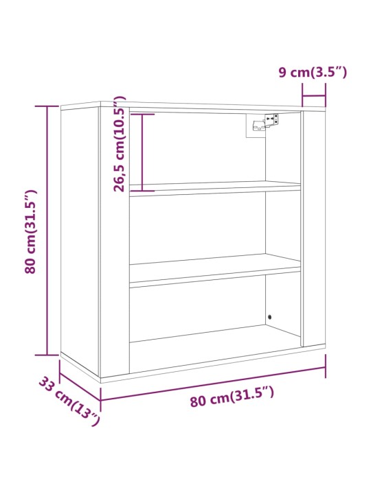 Seinakapp, hall sonoma tamm, 80x33x80 cm, tehispuit