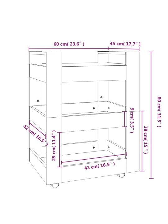 Lauakäru suitsutatud tamm 60x45x80 cm tehispuit