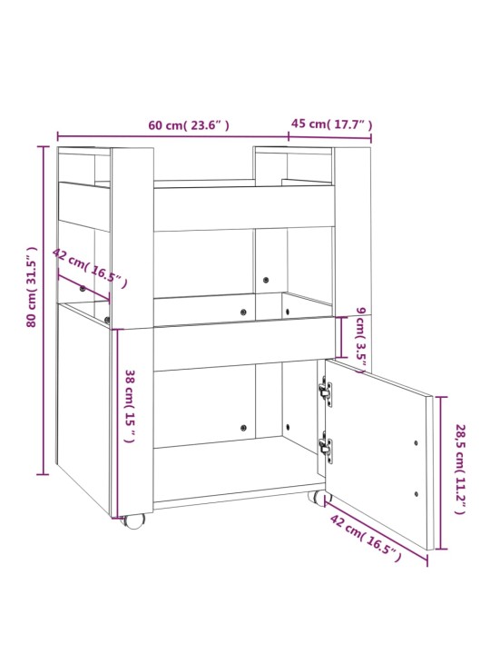 LAUAKÄRU SONOMA TAMM 60X45X80 CM TEHISPUIT