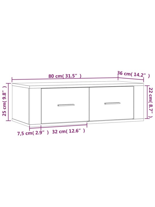 Seina telerikapp, betoonhall, 80x36x25 cm, tehispuit