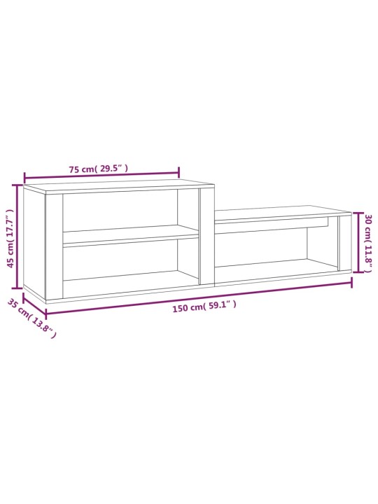 Kingakapp, suitsutatud tamm, 150 x 35 x 45 cm, tehispuit