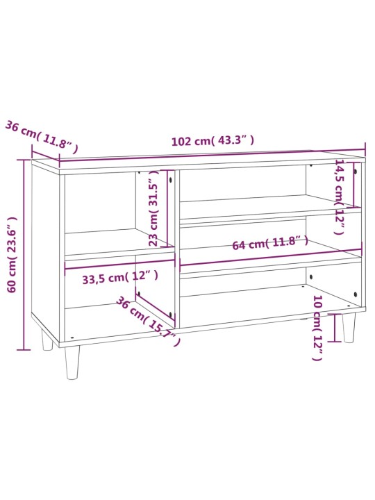 Kingakapp, suitsutatud tamm, 102 x 36 x 60 cm, tehispuit