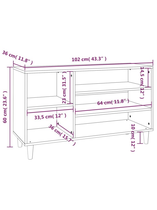 Kingakapp, hall sonoma tamm, 102x36x60 cm, tehispuit