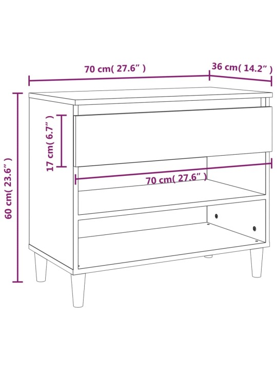 Kingakapp, hall sonoma tamm, 70 x 36 x 60 cm, tehispuit