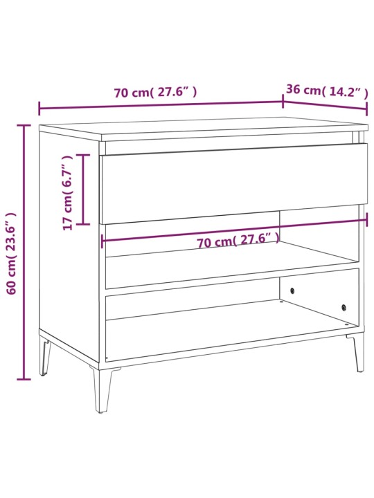 Kingakapp, hall sonoma tamm, 70 x 36 x 60 cm, tehispuit