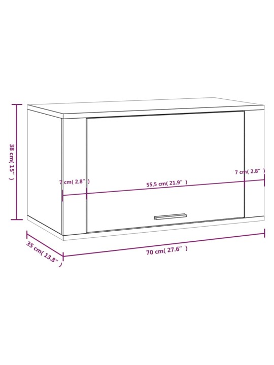 Seinale kinnitatav kingakapp, suitsutatud tamm, 70 x 35 x 38 cm