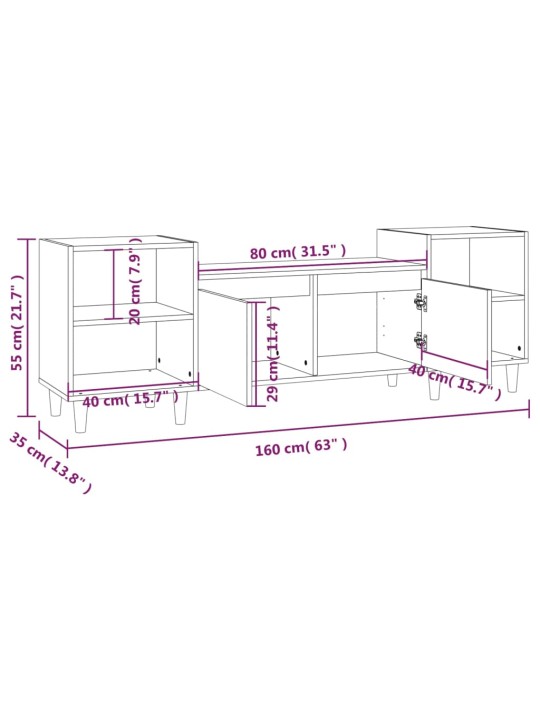 Telerikapp, hall sonoma tamm, 160x35x55 cm, tehispuit