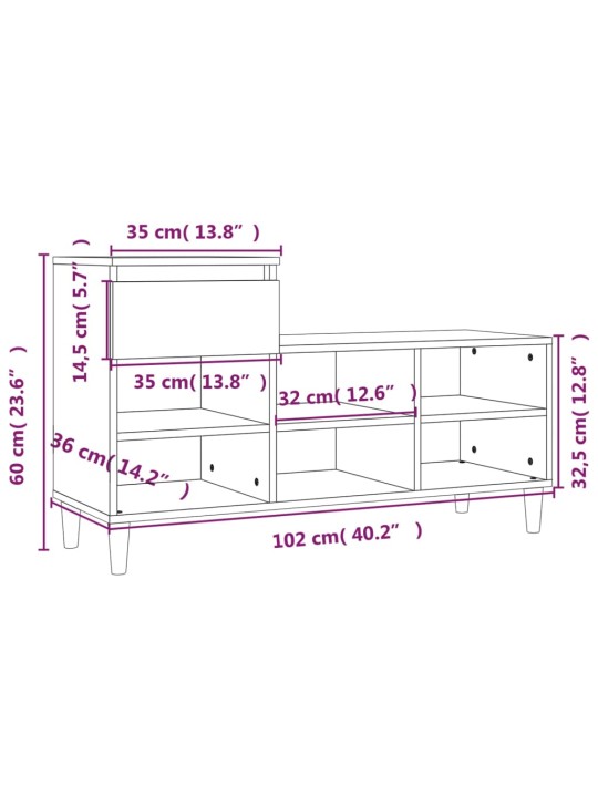 Kingakapp, suitsutatud tamm, 102 x 36 x 60 cm, tehispuit