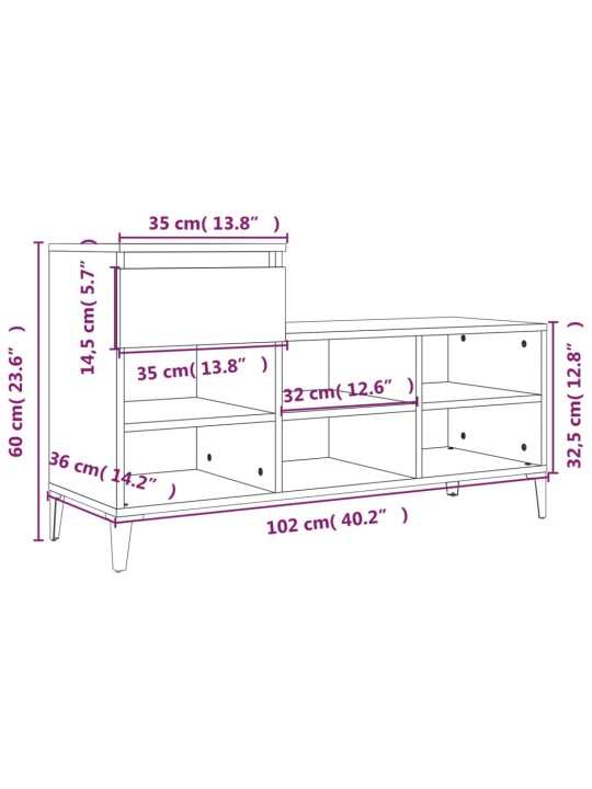 Kingakapp, sonoma tamm, 102x36x60 cm, tehispuit