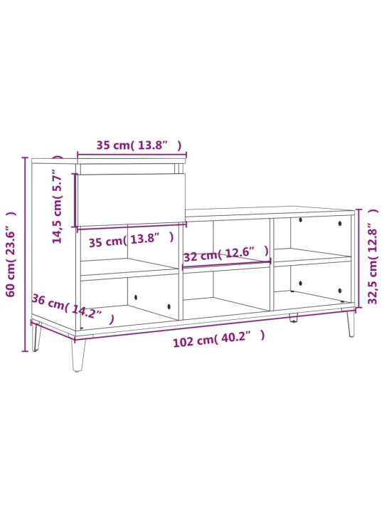 Kingakapp, suitsutatud tamm, 102 x 36 x 60 cm, tehispuit