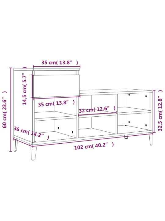 Kingakapp, hall sonoma tamm, 102x36x60 cm, tehispuit