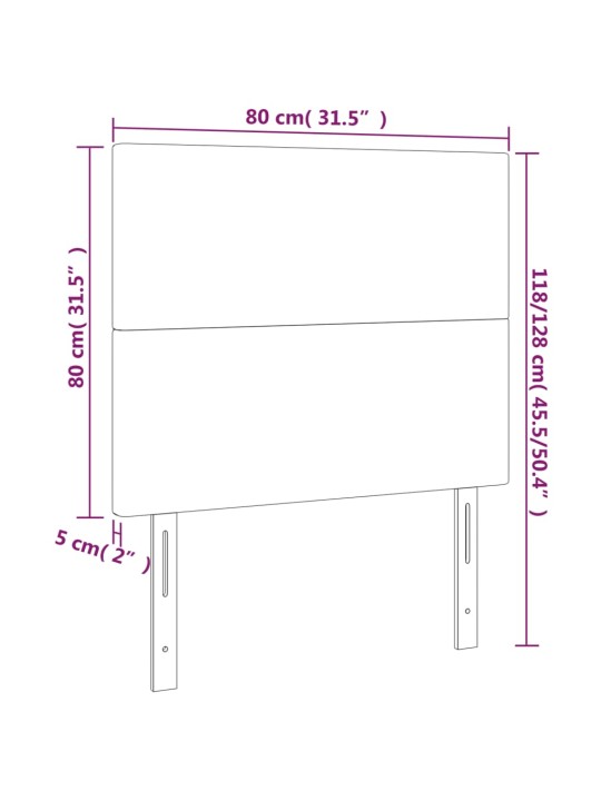 Voodipeatsid 2 tk, helehall, 80x5x78/88 cm, kangas