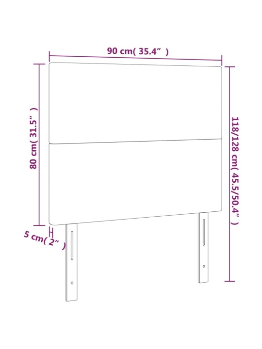 Voodipeatsid 2 tk, tumepruun, 90x5x78/88 cm, kangas