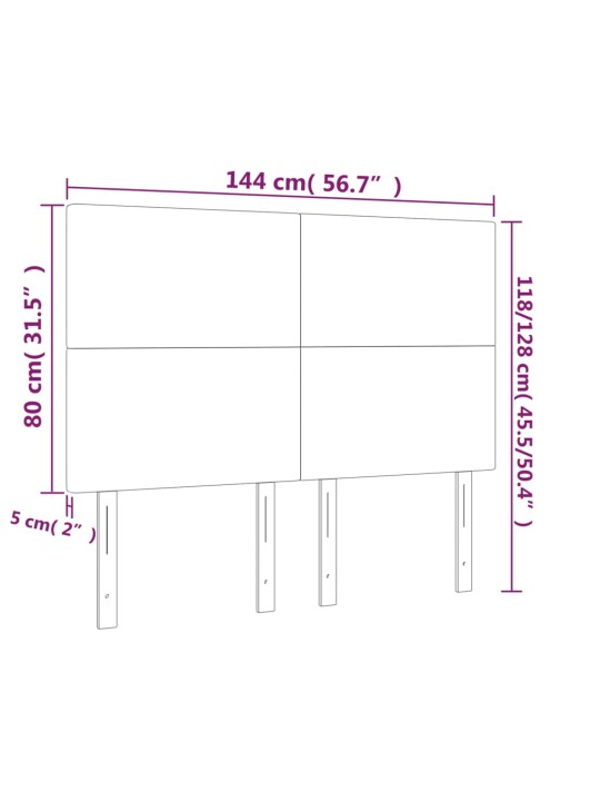 Voodipeatsid 4 tk, helehall, 72x5x78/88 cm, kangas