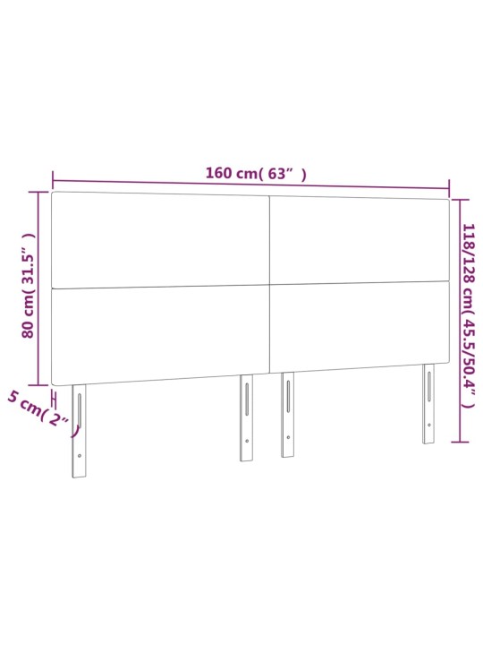 Voodipeatsid 4 tk, helehall, 80x5x78/88 cm, kangas