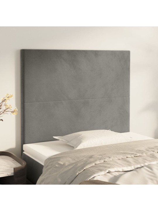 Voodipeatsid 2 tk, helehall, 90x5x78/88 cm, samet